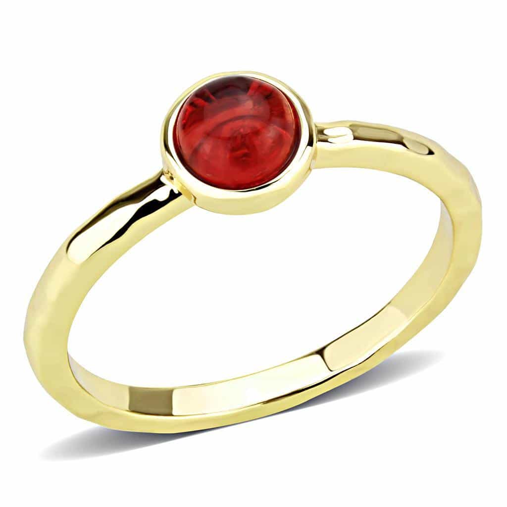 Brass Gold Red Cabochon Solitaire Ring | The Stainless Jewelry view 1