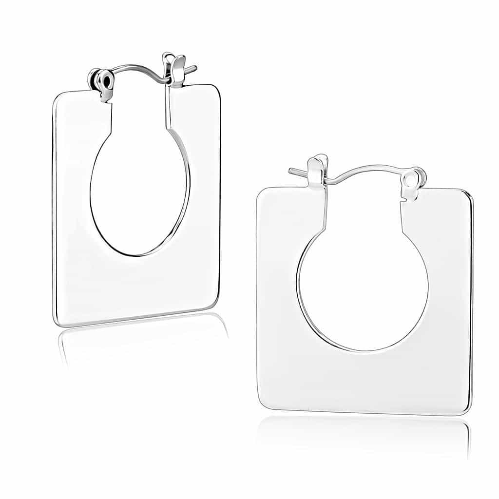 Brass Polished Square Flat Hoop Ring | The Stainless Jewelry view 1