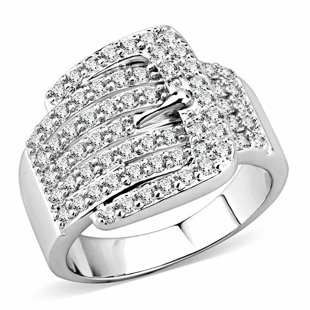 Brass CZ Pavé Tiered Pyramid Wide Ring | The Stainless Jewelry view 1
