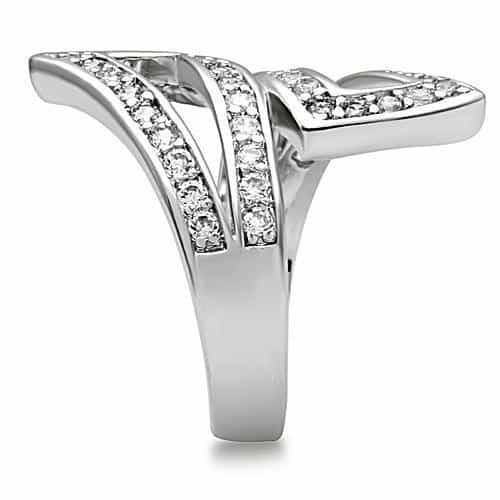 Brass CZ Pavé Open Chevron Split Ring | The Stainless Jewelry view 4