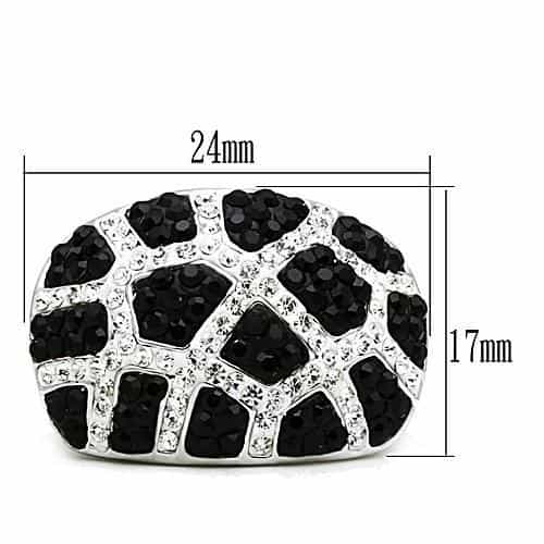 Brass Black White CZ Grid Wide Dome Ring | The Stainless Jewelry view 6