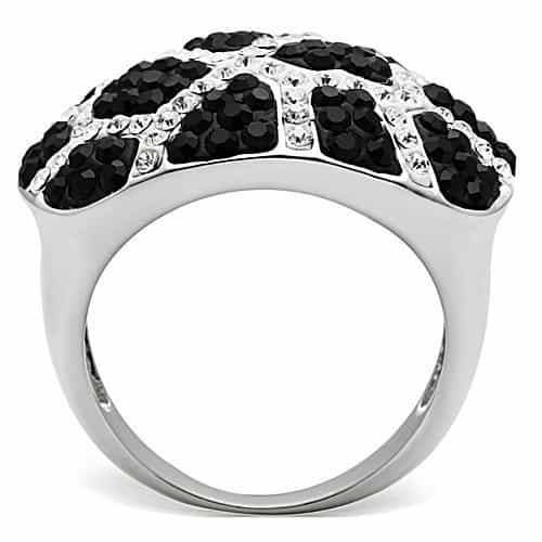 Brass Black White CZ Grid Wide Dome Ring | The Stainless Jewelry view 3