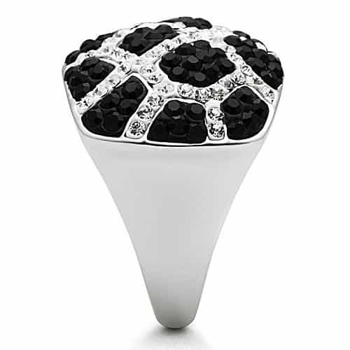 Brass Black White CZ Grid Wide Dome Ring | The Stainless Jewelry view 4
