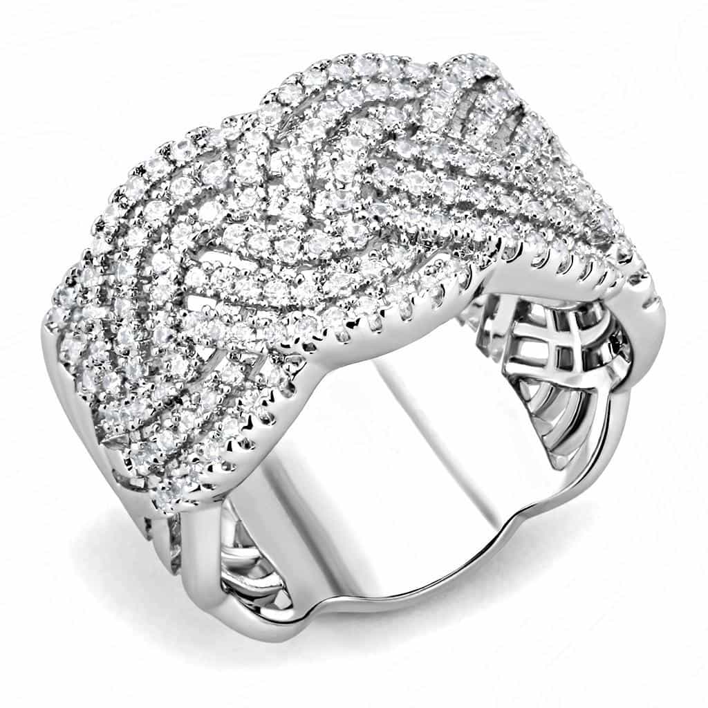 Brass CZ Pavé Braided Knot Wide Dome Ring | The Stainless Jewelry view 1