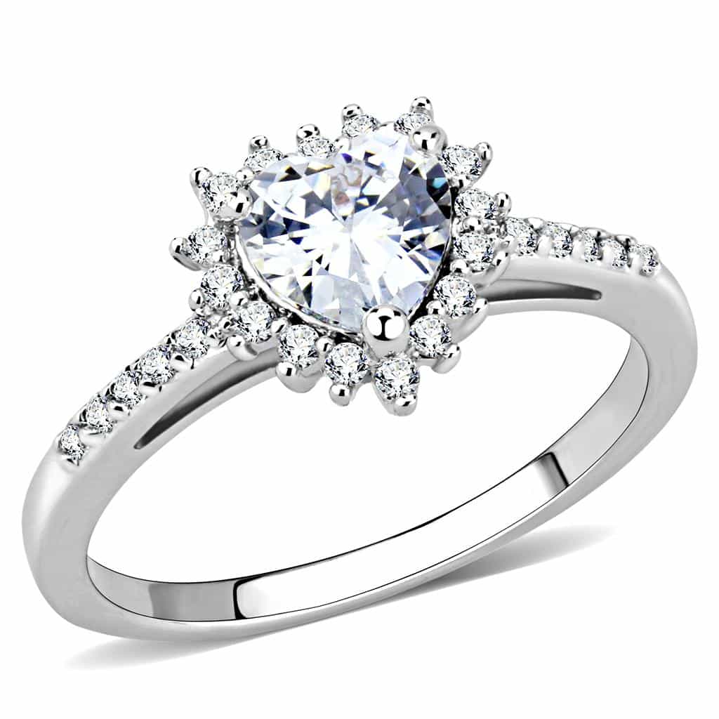 Brass CZ Round Sunburst Halo Pavé Ring | The Stainless Jewelry view 6