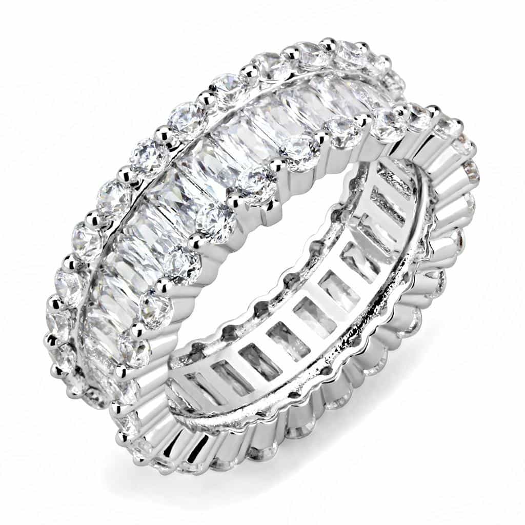 Brass CZ Baguette Round Full Eternity Ring view 1