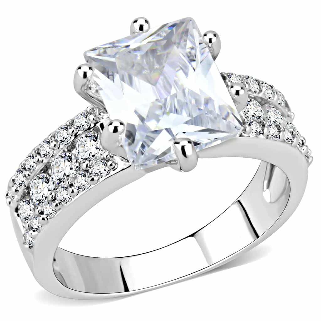 Brass CZ Princess-Cut Twisted Pavé Ring | The Stainless Jewelry view 6