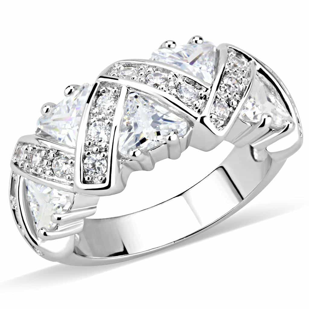 Brass CZ Trillion Marquise Woven Wide Ring view 1