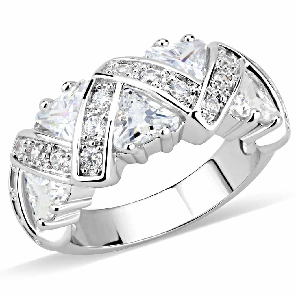 Brass CZ Trillion Marquise Woven Wide Ring view 6