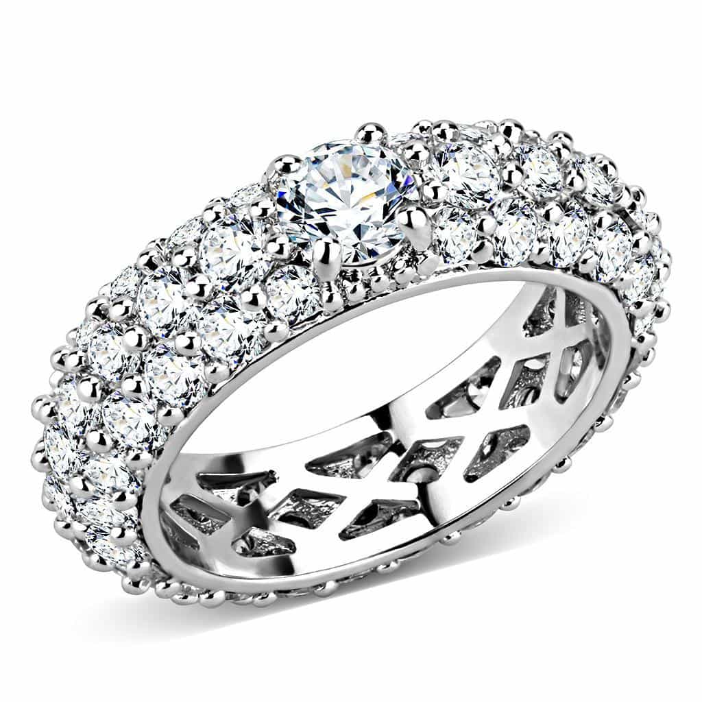 Brass CZ Round Cluster Full Eternity Ring | The Stainless Jewelry view 1