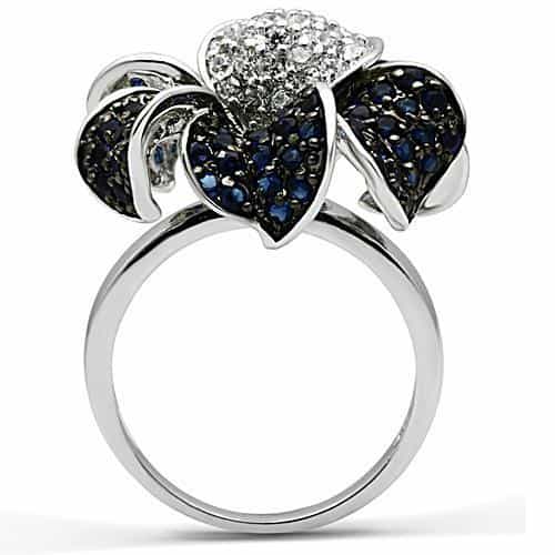 Brass Sapphire CZ Pavé Flower Cocktail Ring view 7