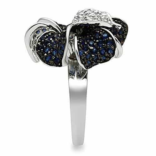 Brass Sapphire CZ Pavé Flower Cocktail Ring view 8