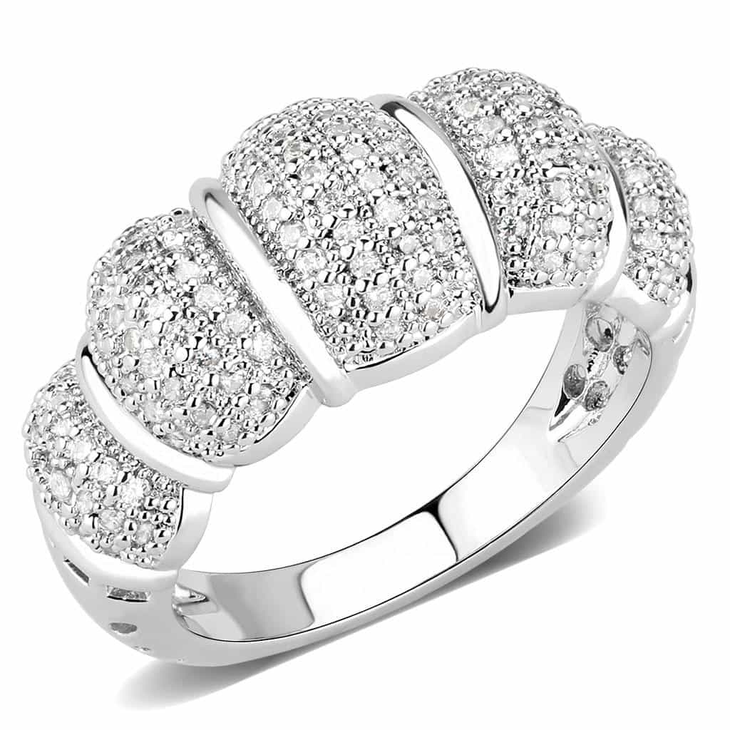 Brass CZ Pavé Cushion Dome Wide Ring | The Stainless Jewelry view 6