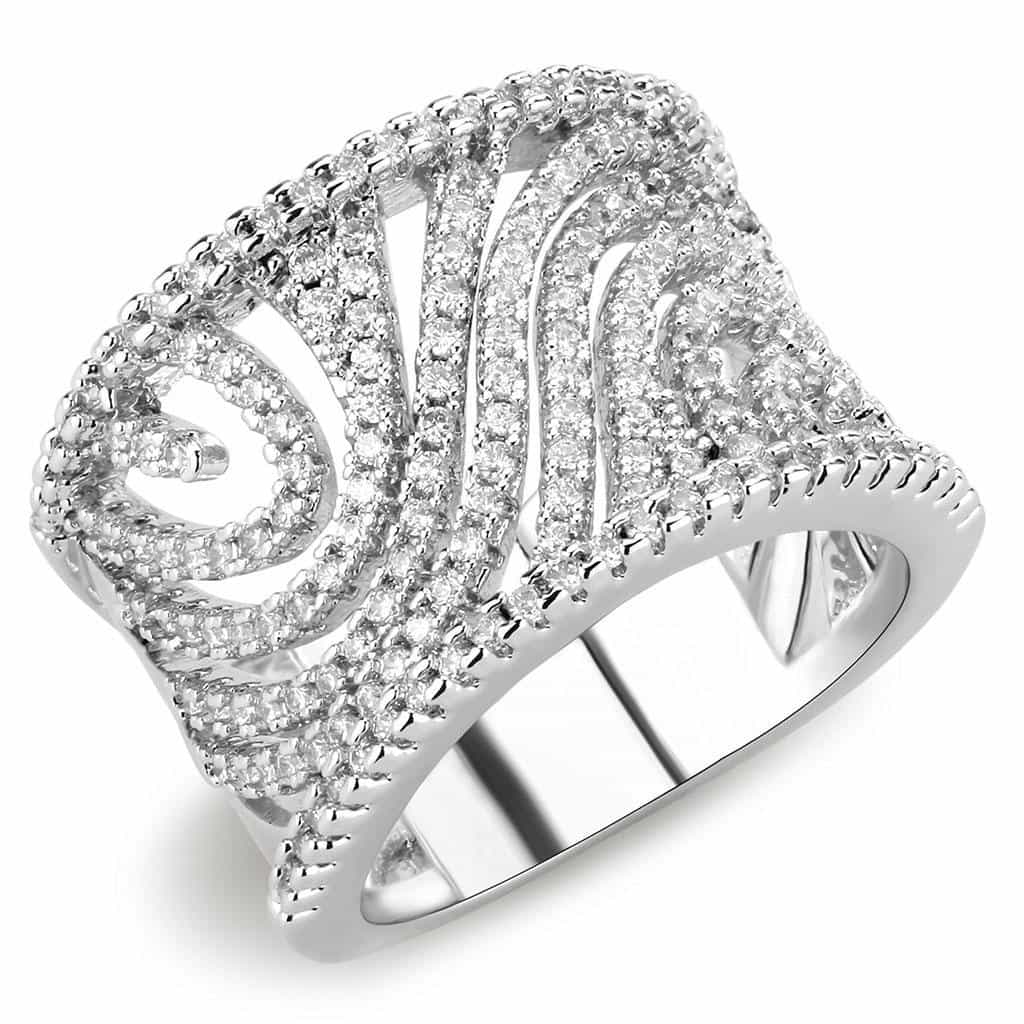 Brass CZ Pavé Spiral Shell Wide Ring | The Stainless Jewelry view 1