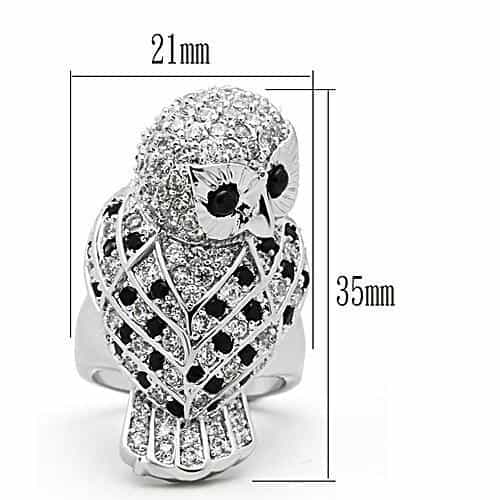 Brass CZ Black Owl Cocktail Ring | The Stainless Jewelry view 6