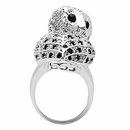 Brass CZ Black Owl Cocktail Ring | The Stainless Jewelry view 3