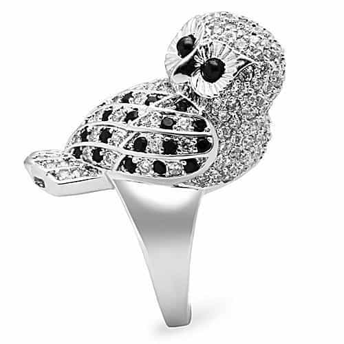 Brass CZ Black Owl Cocktail Ring | The Stainless Jewelry view 8