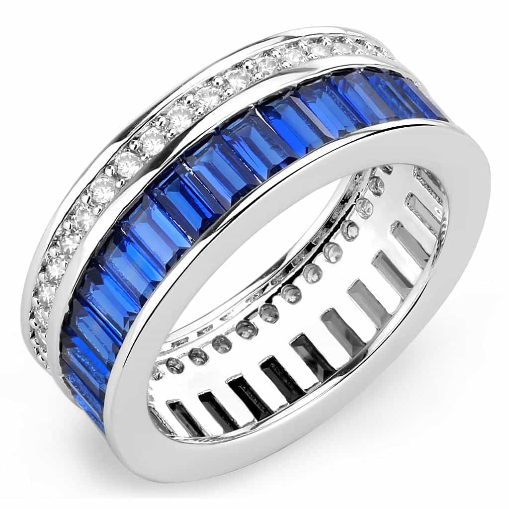 Brass Sapphire Baguette CZ Full Eternity Ring view 6