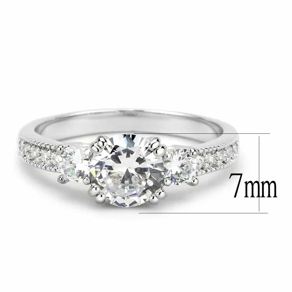 Brass CZ Oval Three-Stone Pavé Band Ring | The Stainless Jewelry view 8