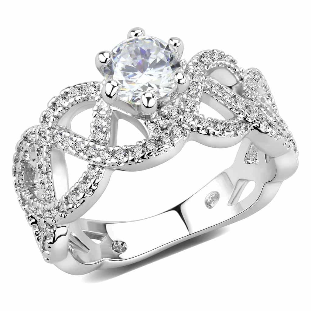 Brass CZ Round Solitaire Infinity Pavé Ring view 6
