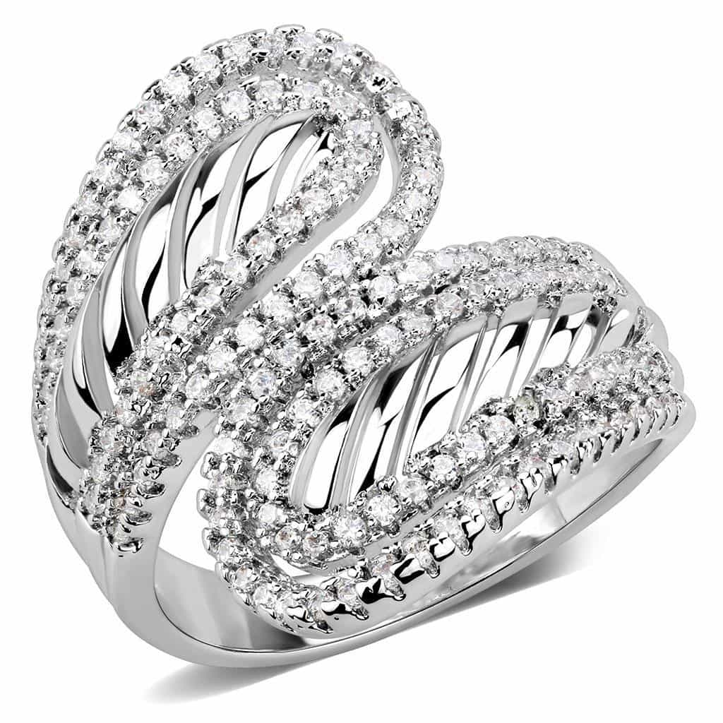 Brass CZ Pavé Twisted Wave Wide Ring | The Stainless Jewelry view 1