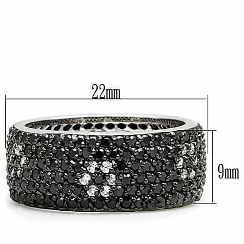 Brass Black CZ Full Pavé Wide Eternity Ring view 6
