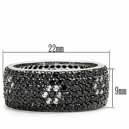 Brass Black CZ Full Pavé Wide Eternity Ring view 2