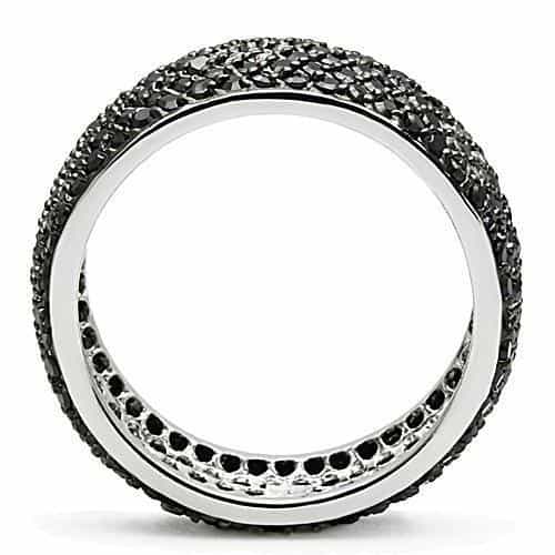 Brass Black CZ Full Pavé Wide Eternity Ring view 3