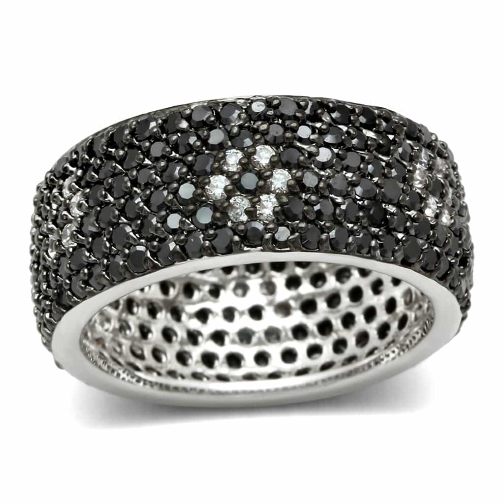 Brass Black CZ Full Pavé Wide Eternity Ring view 1