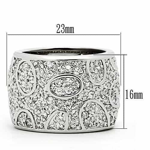 Brass CZ Pavé Filigree Mosaic Wide Dome Ring view 6