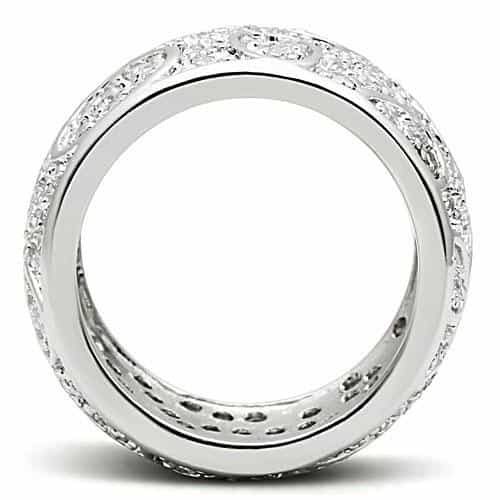 Brass CZ Pavé Filigree Mosaic Wide Dome Ring view 3