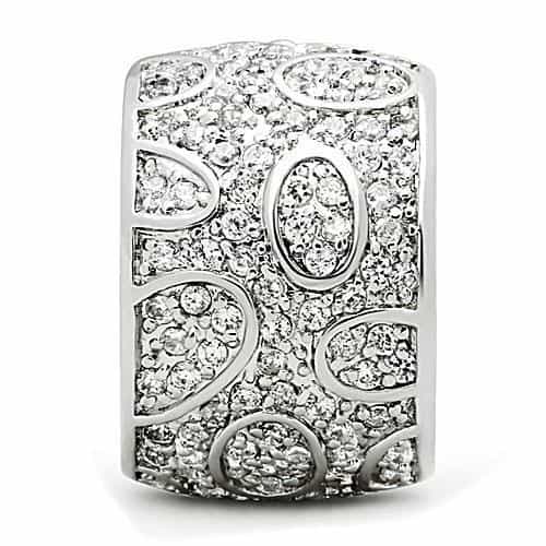 Brass CZ Pavé Filigree Mosaic Wide Dome Ring view 8