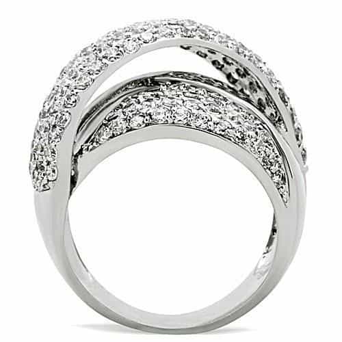 Brass CZ Pavé Wide Crossover Dome Ring | The Stainless Jewelry view 7