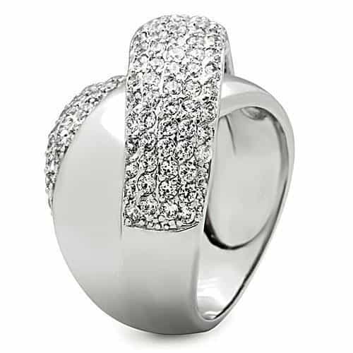 Brass CZ Pavé Wide Crossover Dome Ring | The Stainless Jewelry view 8