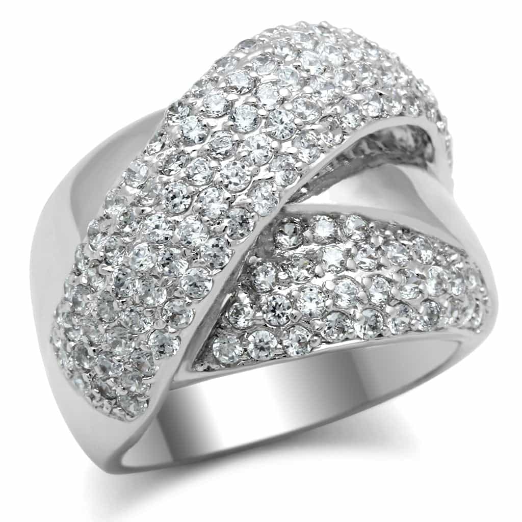 Brass CZ Pavé Wide Crossover Dome Ring | The Stainless Jewelry view 5
