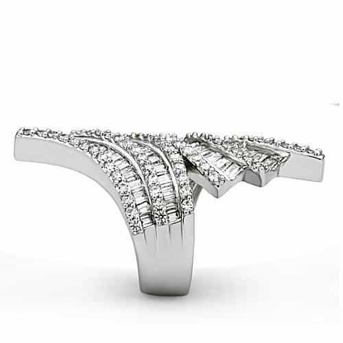 Brass CZ Baguette Fan Wave Cocktail Ring | The Stainless Jewelry view 3