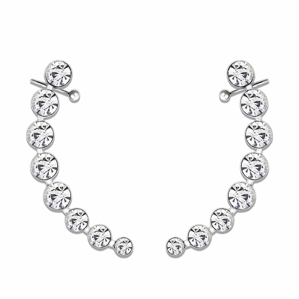 Stainless Steel CZ Round Graduated Ear Cuff Earrings view 4