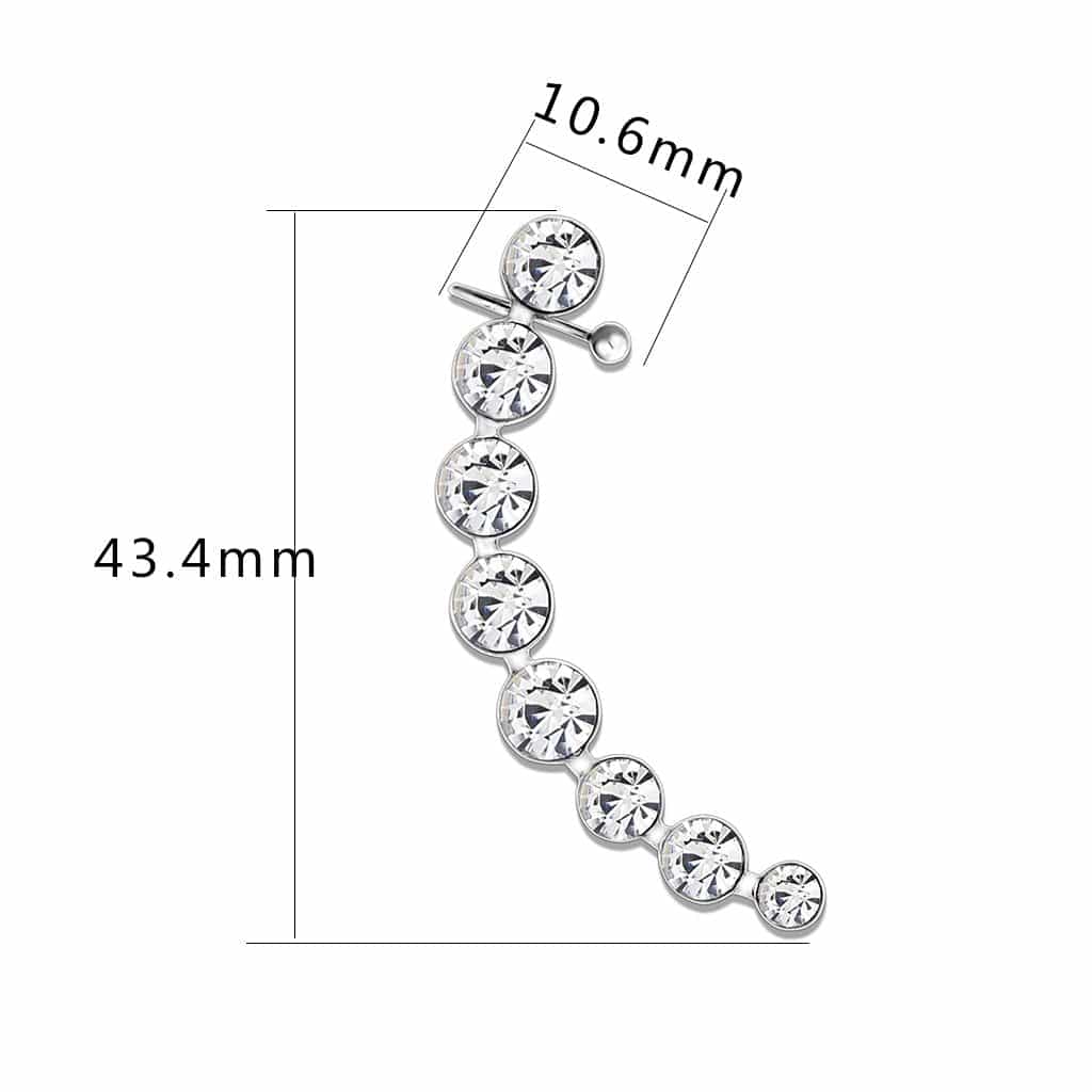 Stainless Steel CZ Round Graduated Ear Cuff Earrings view 6