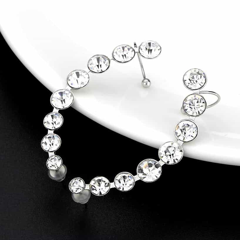 Stainless Steel CZ Round Graduated Ear Cuff Earrings view 7