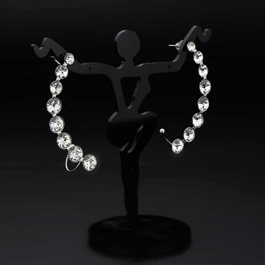 Stainless Steel CZ Round Graduated Ear Cuff Earrings view 8