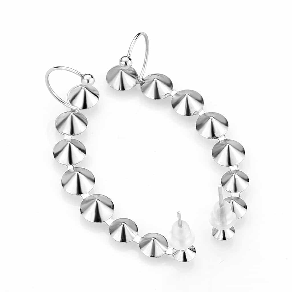 Stainless Steel CZ Round Graduated Ear Cuff Earrings view 2