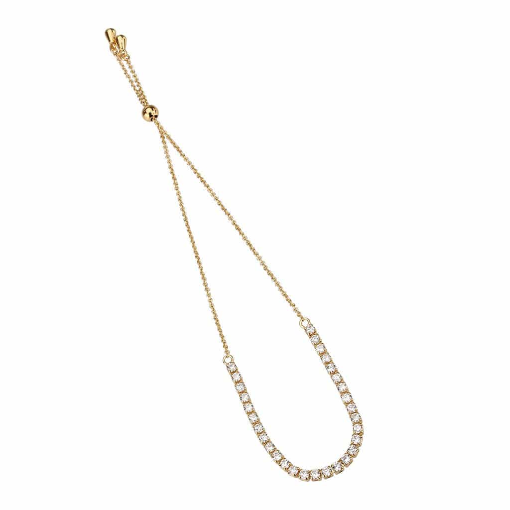 Brass Rose Gold CZ Tennis Adjustable Bolo Ring view 3