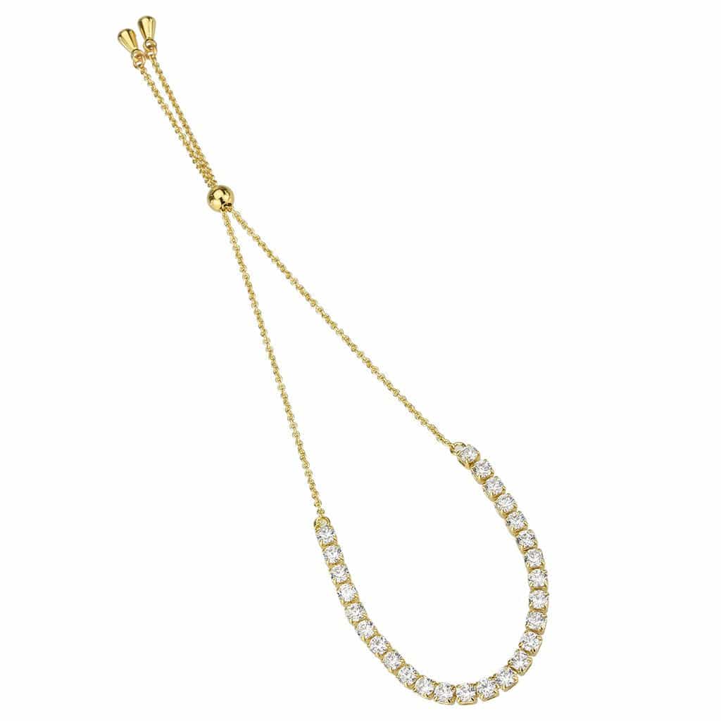 Brass Gold CZ Teardrop Open Loop Slider Bracelet view 1