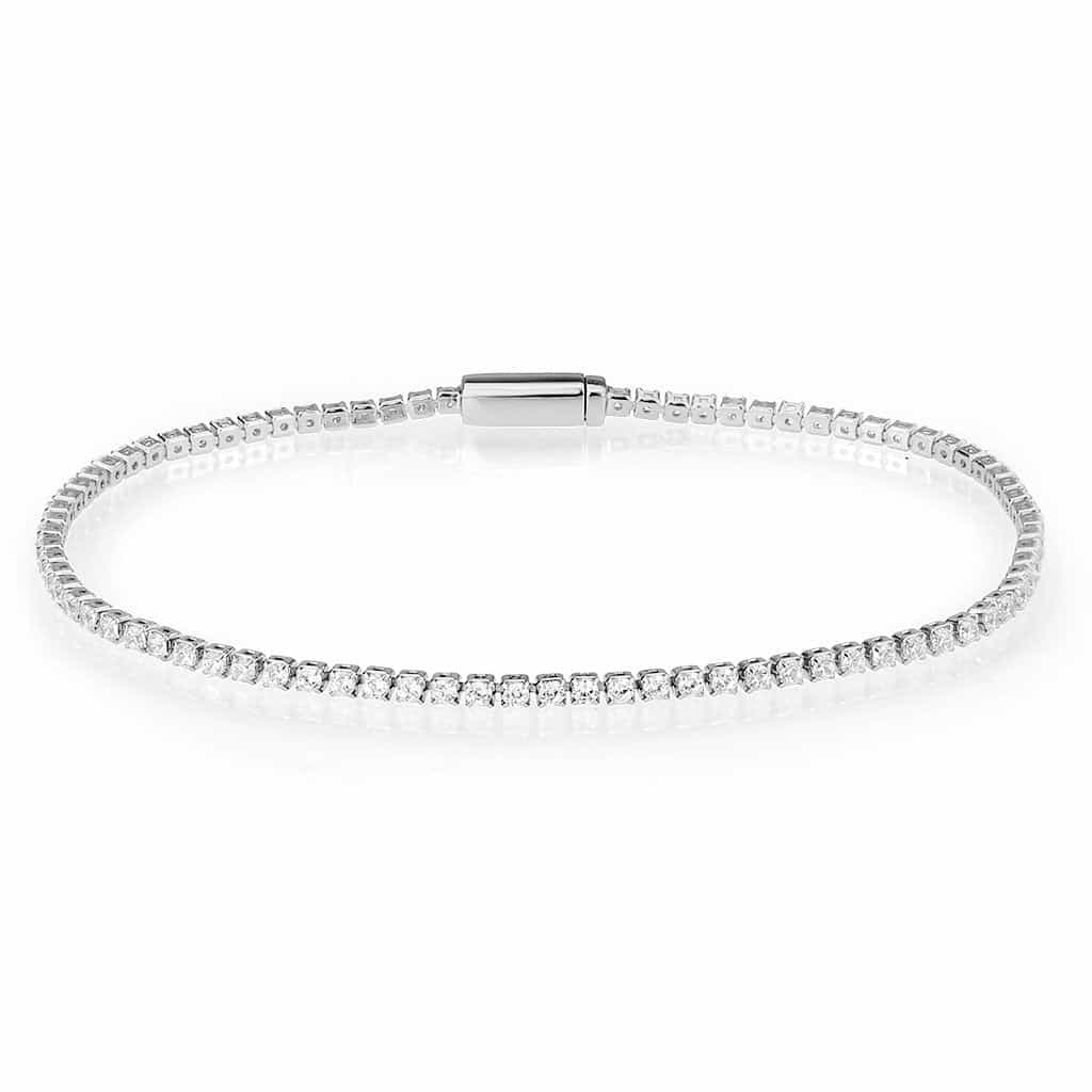 Brass CZ Round Tennis Magnetic Clasp Bracelet view 1