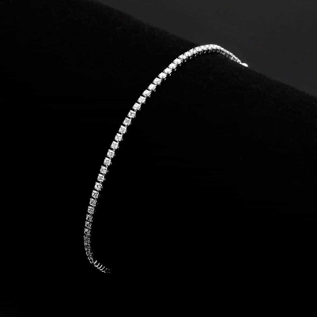 Brass CZ Round Tennis Magnetic Clasp Bracelet view 2