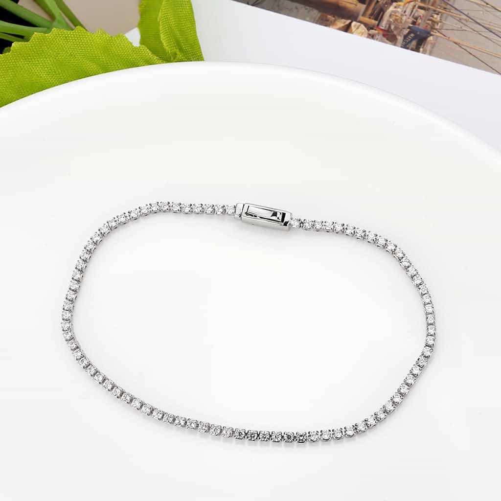 Brass CZ Round Tennis Magnetic Clasp Bracelet view 5