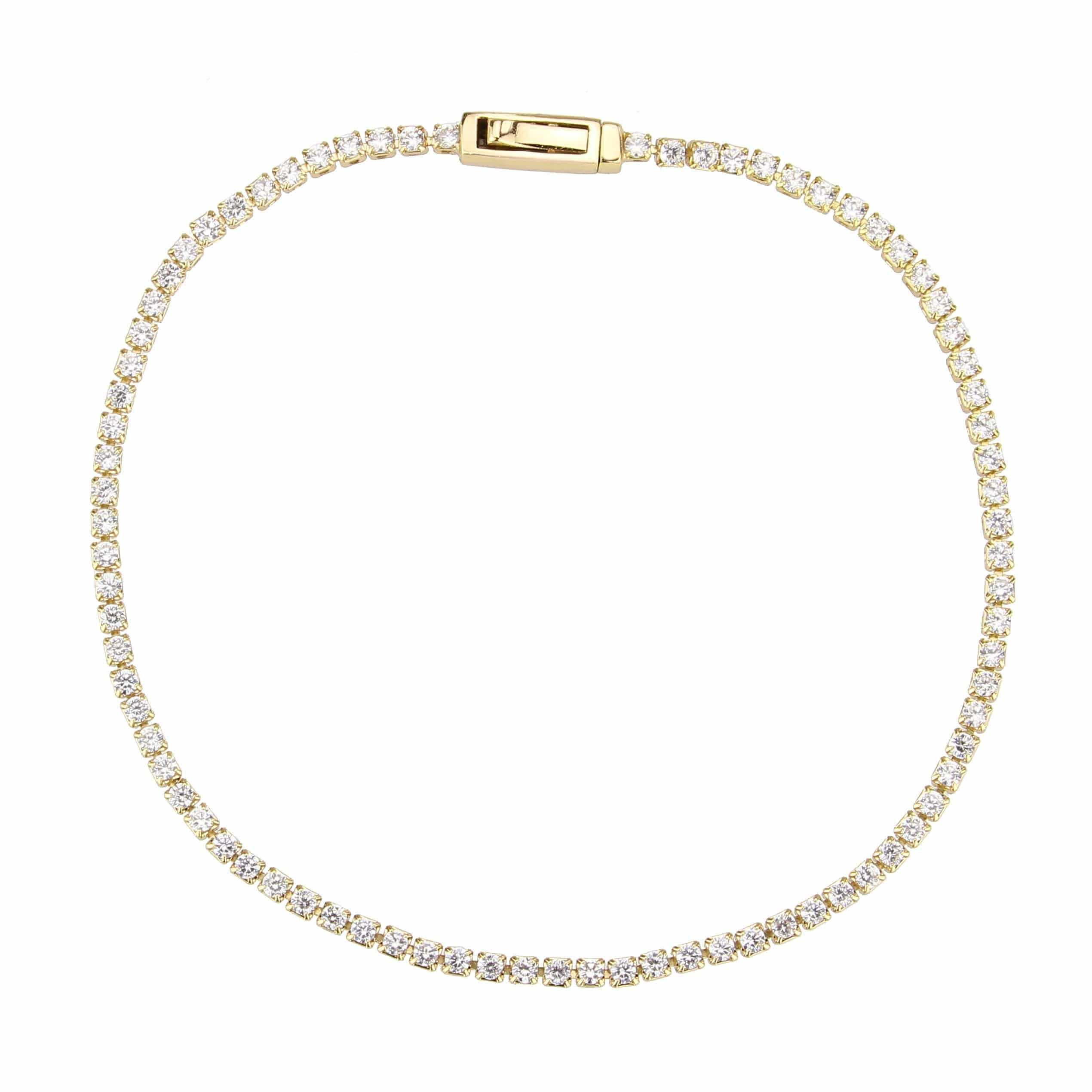 Brass Gold CZ Round Tennis Magnetic Clasp Bracelet view 3