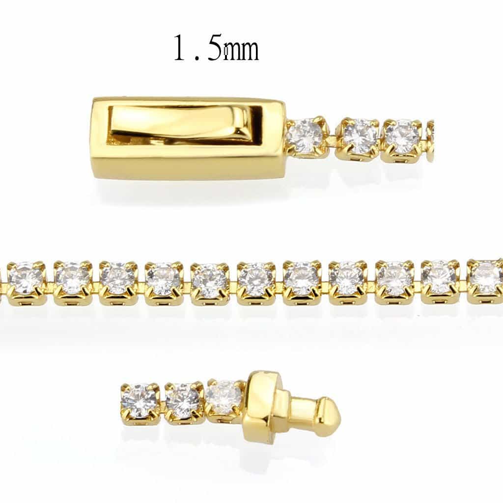 Brass Gold CZ Round Tennis Magnetic Clasp Bracelet view 4