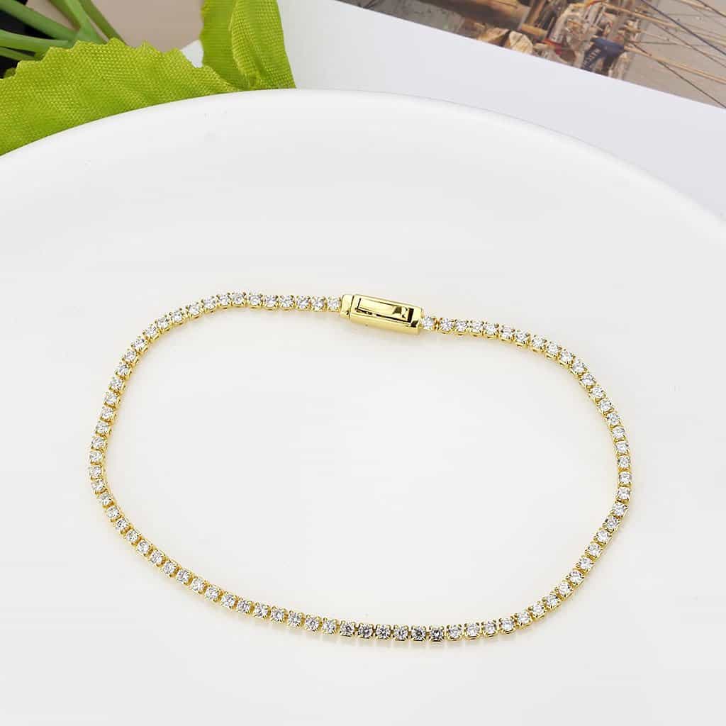 Brass Gold CZ Round Tennis Magnetic Clasp Bracelet view 5