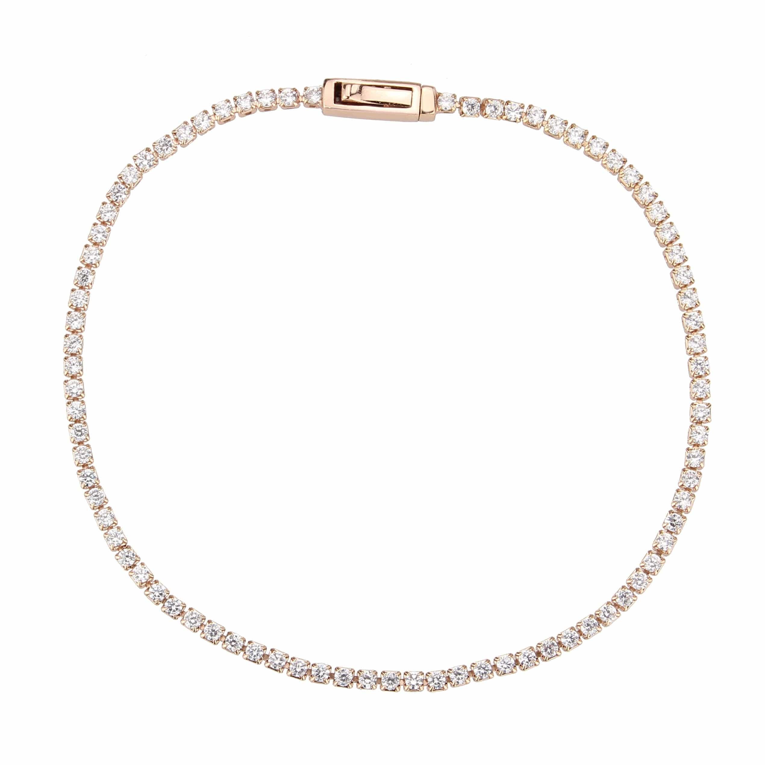 Brass Rose Gold CZ Round Tennis Magnetic Bracelet view 3